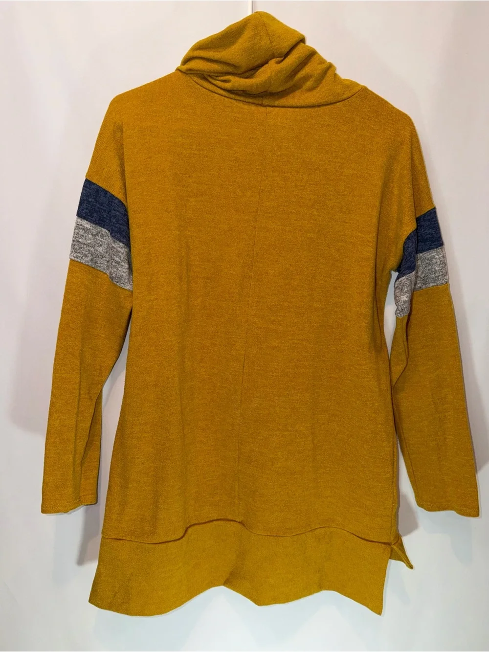 Mustard Cowl Neck Women's Tunic Sweater